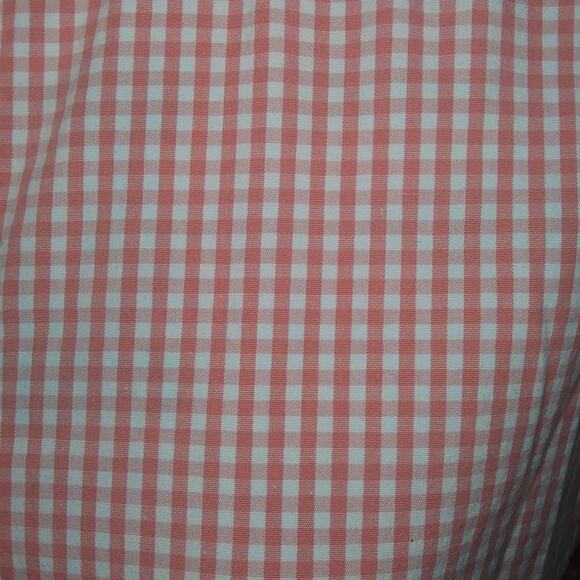 Denim & Co Peach Gingham Button Front Shirt 3/4 Sleeves Button Down Stretch S-M - Picture 2 of 10